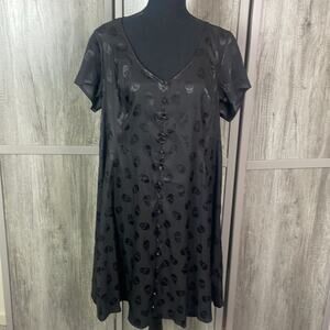 New! Torrid Black s/s jacquard sweetheart button front skull dress women's 0/12